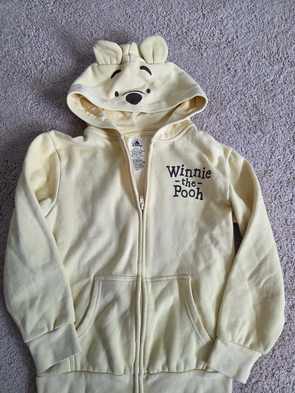 Disney Winnie the Pooh Full Zip Hoodie Youth 9/10  Yellow